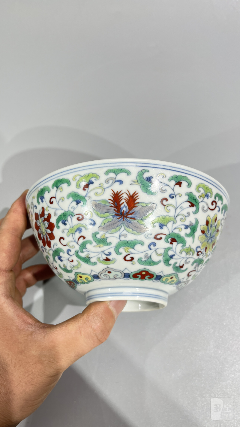 清道光 斗彩缠枝花卉纹碗 - 图5